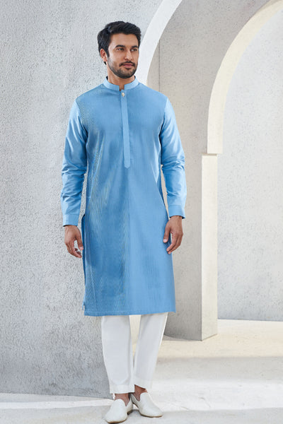 Anita Dongre Menswear Affan Kurta Blue Indian designer wear online shopping melange singapore