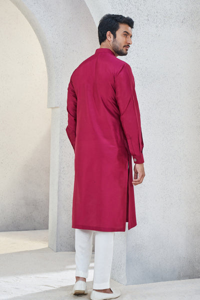Anita Dongre Menswear Affan Kurta Dark Pink Indian designer wear online shopping melange singapore