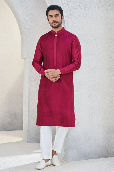 Anita Dongre Menswear Affan Kurta Dark Pink Indian designer wear online shopping melange singapore