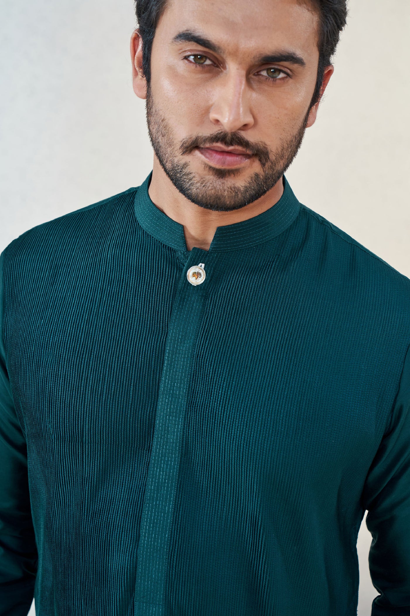 Anita Dongre Menswear Affan Kurta Green Indian designer wear online shopping melange singapore