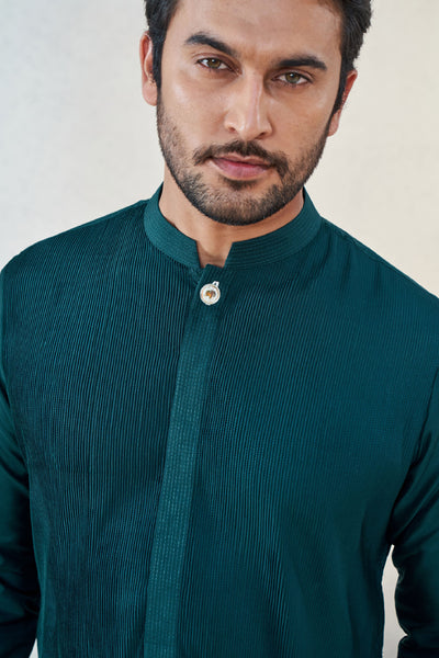 Anita Dongre Menswear Affan Kurta Green Indian designer wear online shopping melange singapore