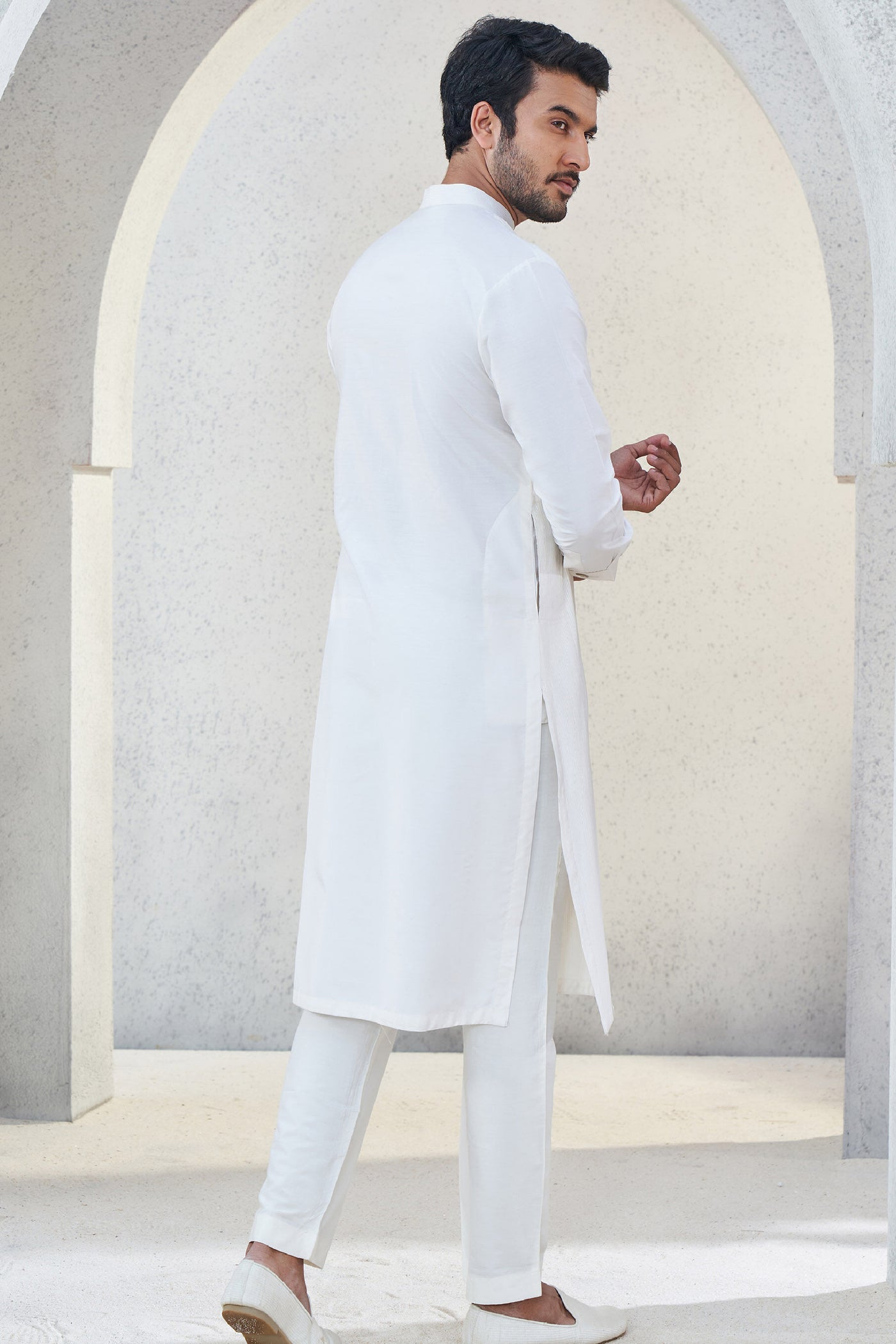 Anita Dongre Menswear Affan Kurta Off White Indian designer wear online shopping melange singapore