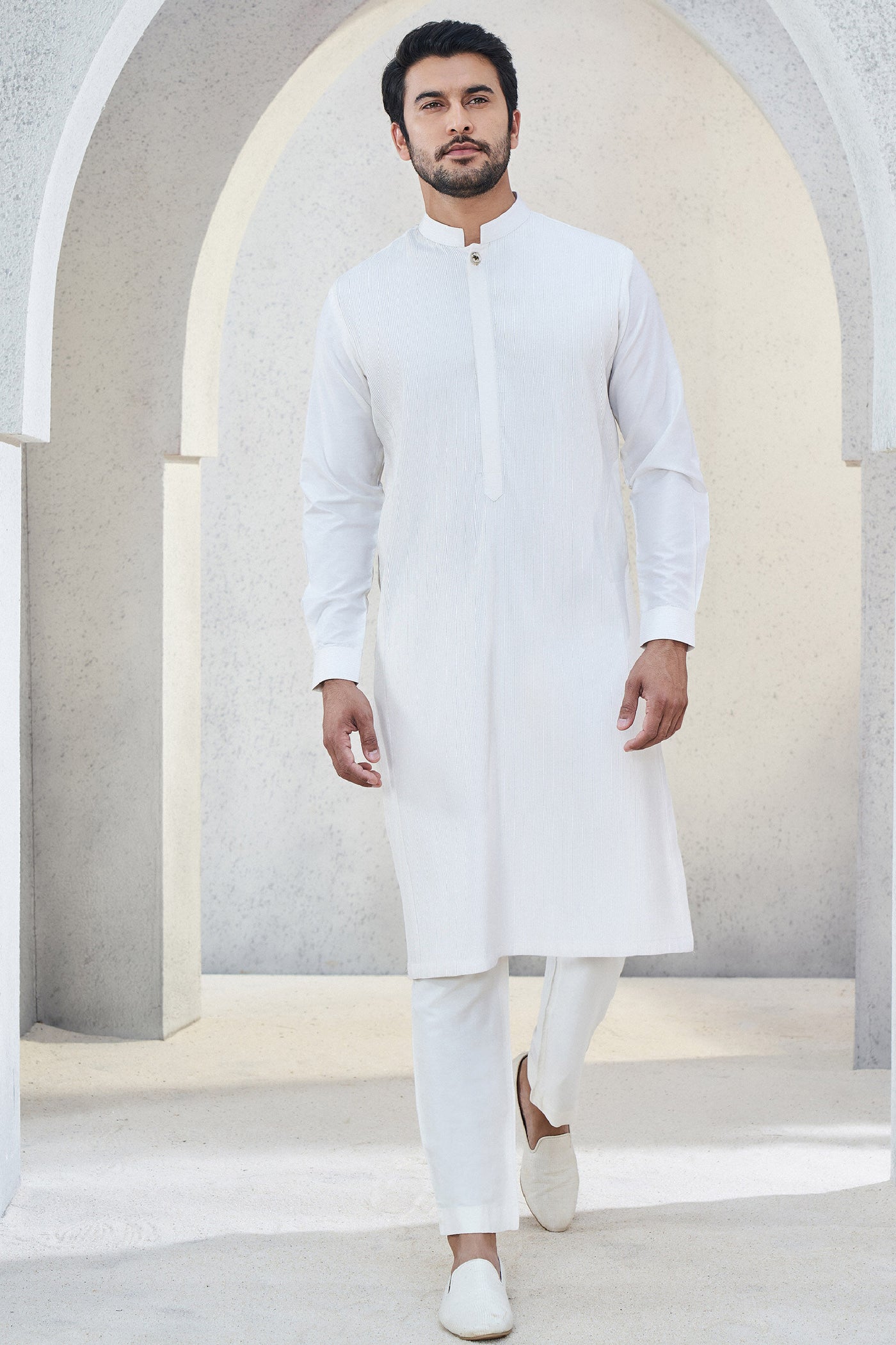 Anita Dongre Menswear Affan Kurta Off White Indian designer wear online shopping melange singapore