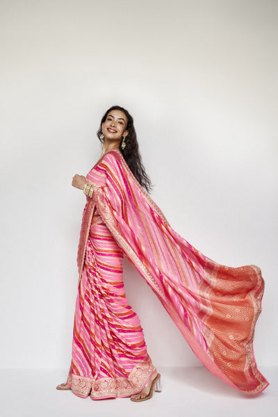 Anita Dongre Aheli Benarasi Saree Pink indian designer wear online shopping melange singapore