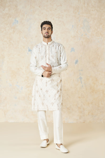 Anita Dongre Ainan Kurta Ivory indian designer wear online shopping melange singapore