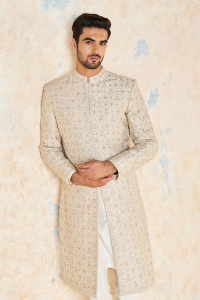 Anita Dongre Ainesh Sherwani Ivory indian designer wear online shopping melange singapore