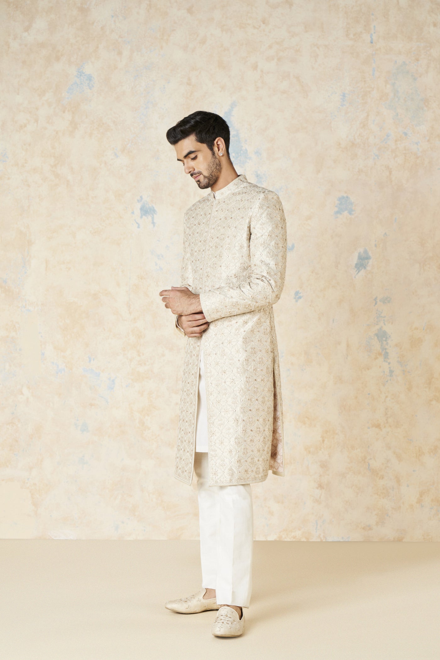 Anita Dongre Ainesh Sherwani Ivory indian designer wear online shopping melange singapore