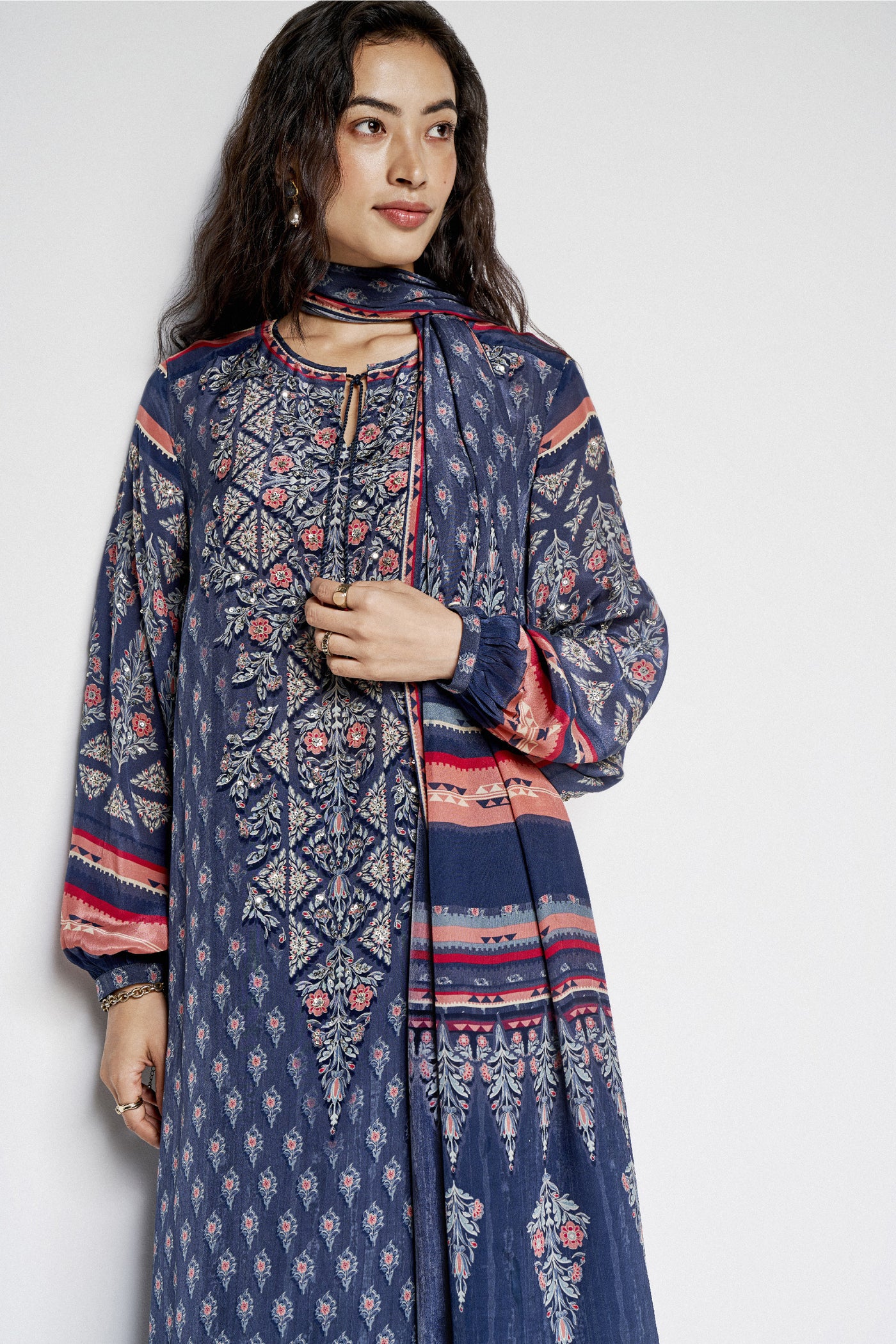 Anita Dongre Aiza Suit Set Blue indian designer wear online shopping melange singapore