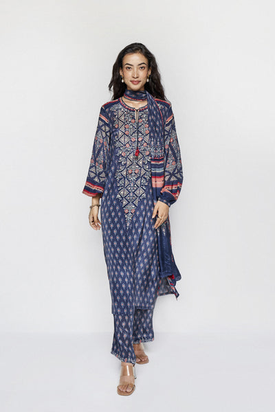 Anita Dongre Aiza Suit Set Blue indian designer wear online shopping melange singapore