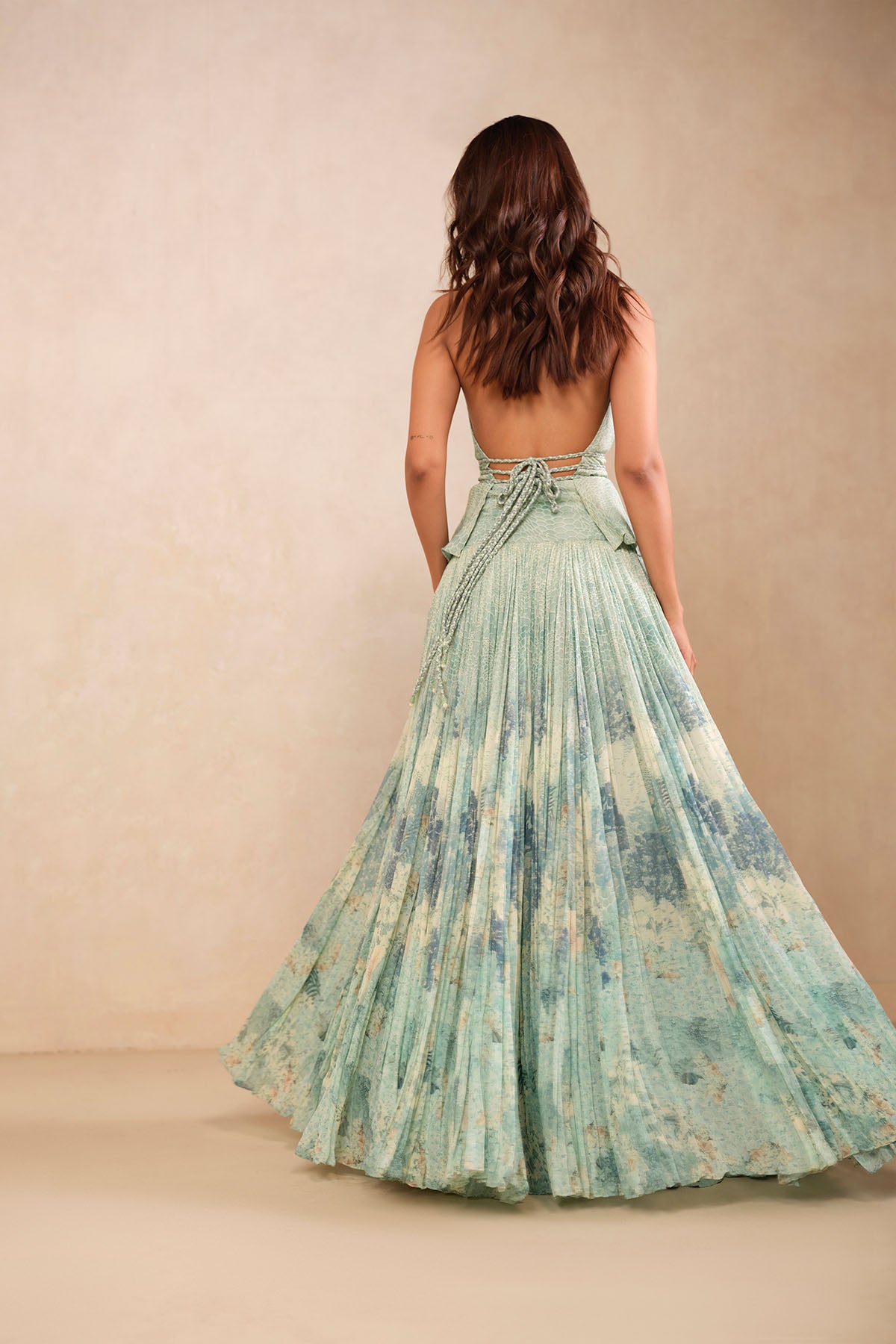 Anita Dongre Akari Bemberg Skirt Set Blue Indian designer wear online shopping melange singapore 
