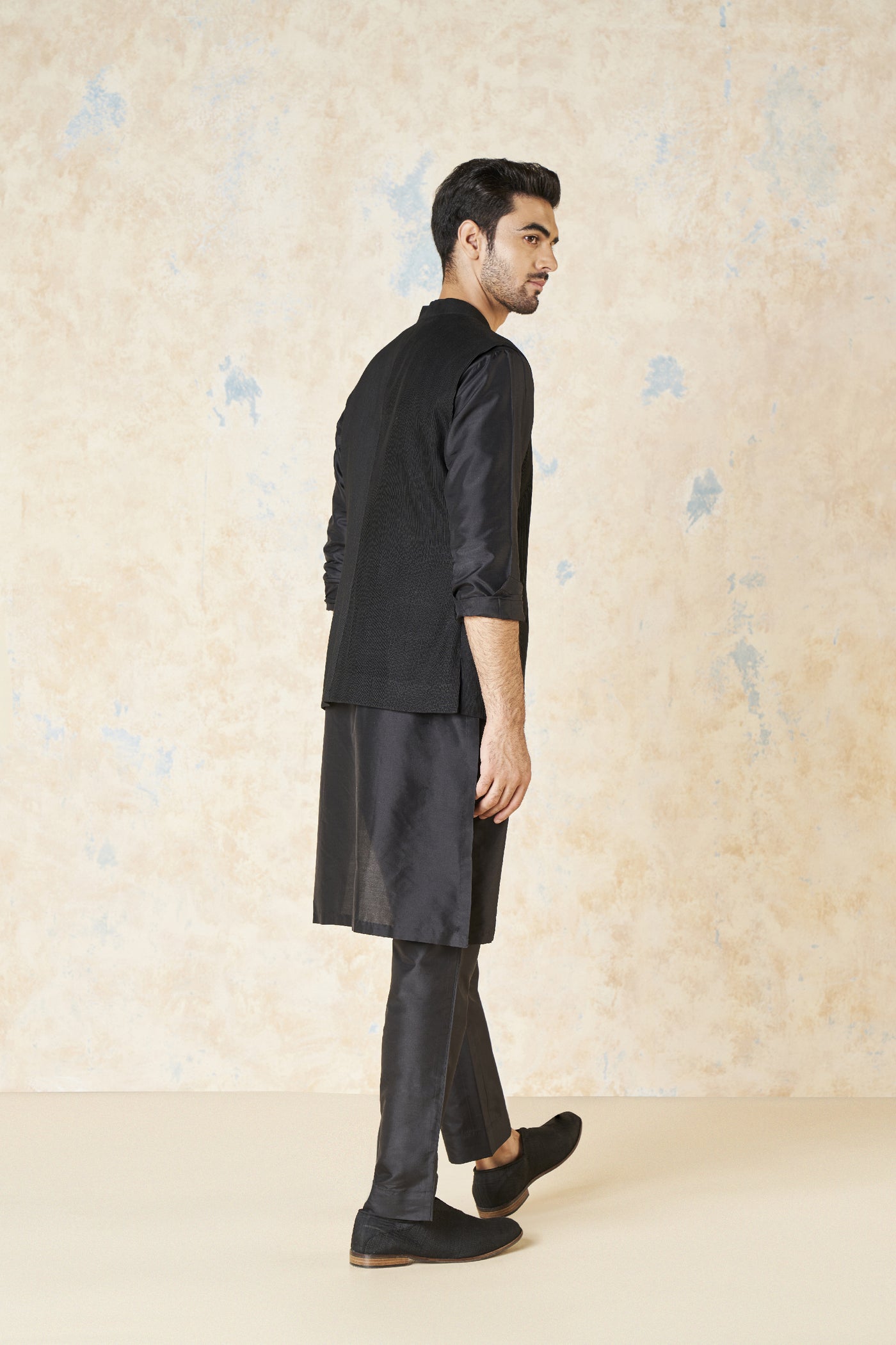 Anita Dongre Akheel Nehru Jacket Black indian designer wear online shopping melange singapore