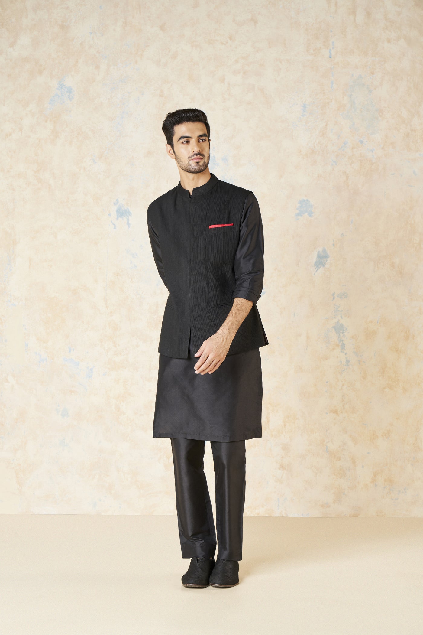 Anita Dongre Akheel Nehru Jacket Black indian designer wear online shopping melange singapore