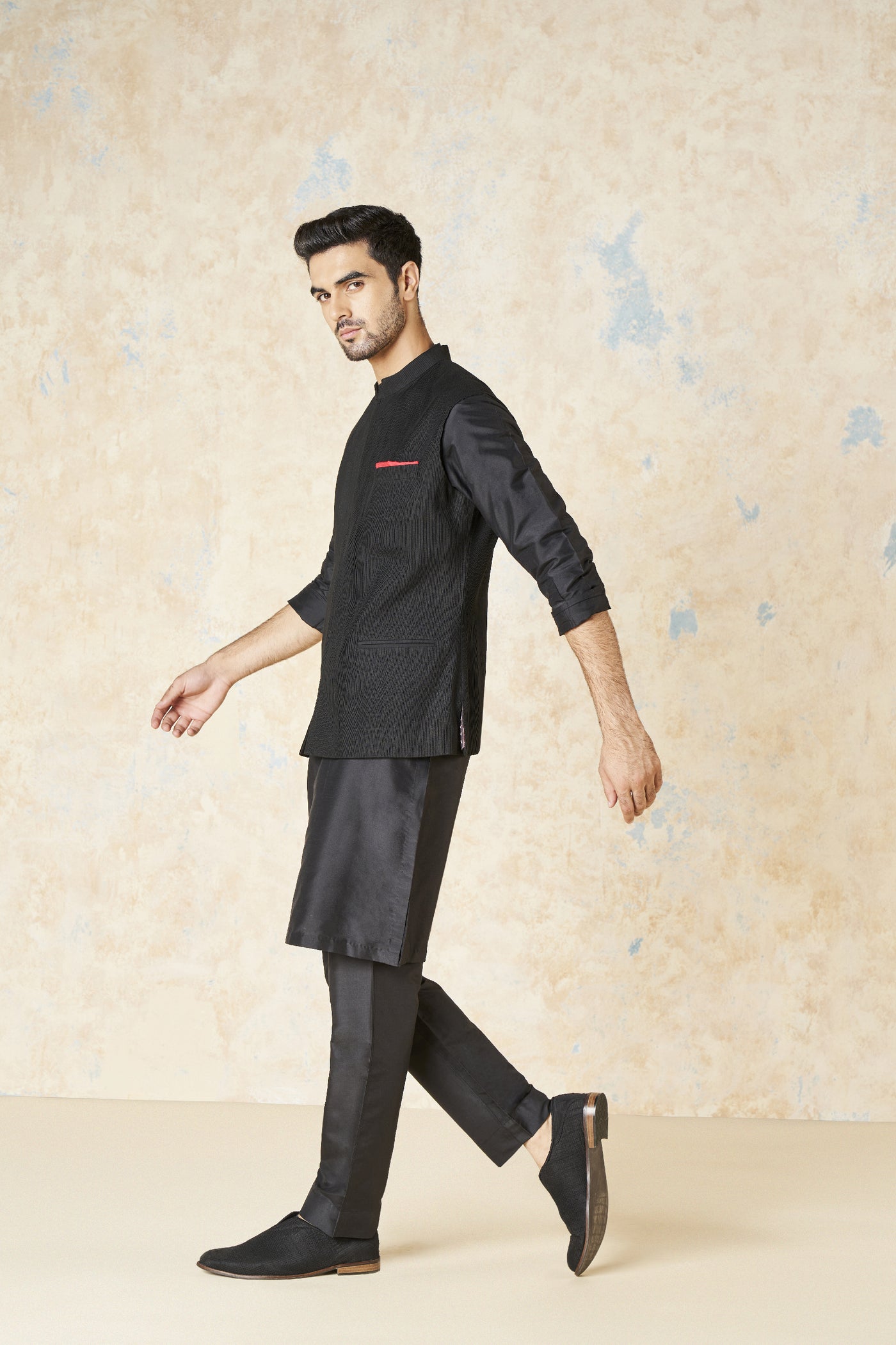 Anita Dongre Akheel Nehru Jacket Black indian designer wear online shopping melange singapore