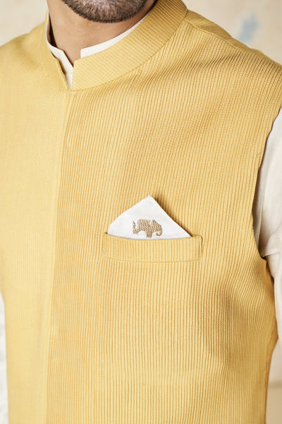 Anita Dongre Akheel Nehru Jacket Mustard indian designer wear online shopping melange singapore