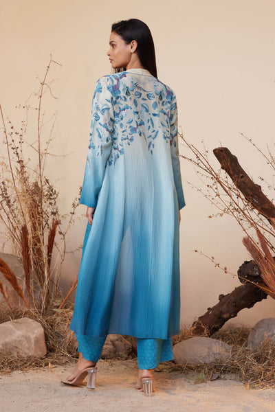 Anita Dongre Alani Jacket Set Blue indian designer wear online shopping melange singapore