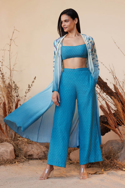 Anita Dongre Alani Jacket Set Blue indian designer wear online shopping melange singapore