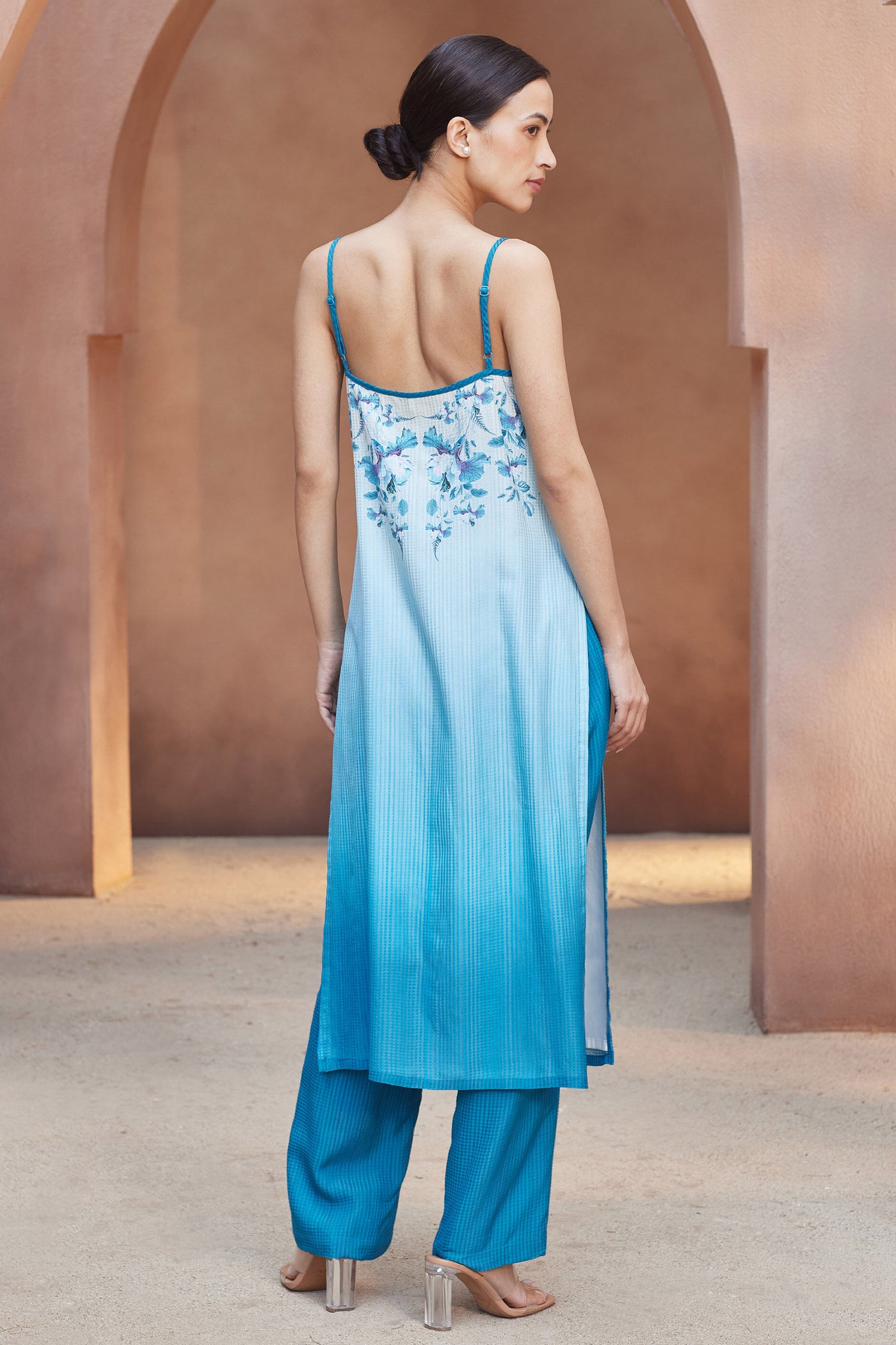 Anita Dongre Alani Kurta Set Blue Indian designer wear online shopping melange singapore