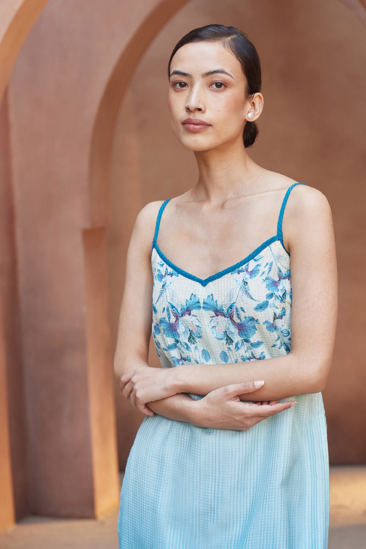 Anita Dongre Alani Kurta Set Blue Indian designer wear online shopping melange singapore