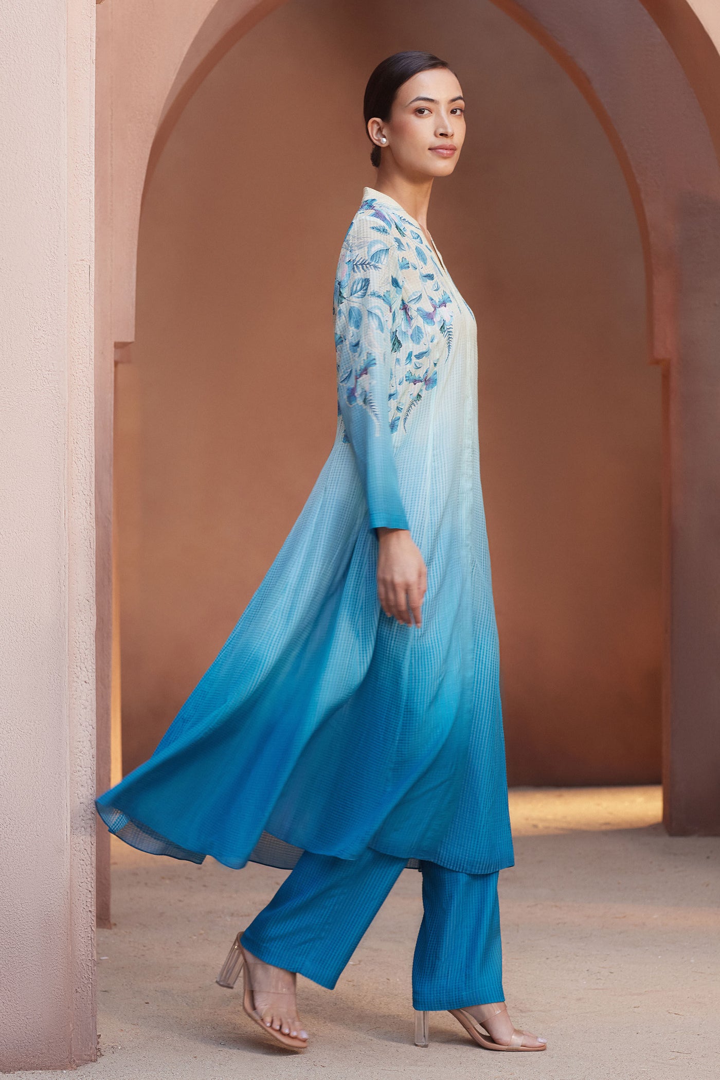 Anita Dongre Alani Pant Set Blue indian designer wear online shopping melange singapore