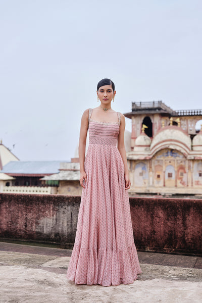 Anita Dongre Alara Printed Mul Gown indian designer wear online shopping melange singapore