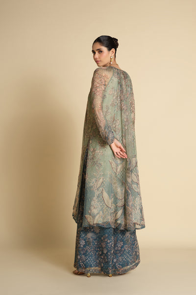 Anita Dongre Alarka Printed Kurta Set Powder Blue indian designer wear online shopping melange singapore