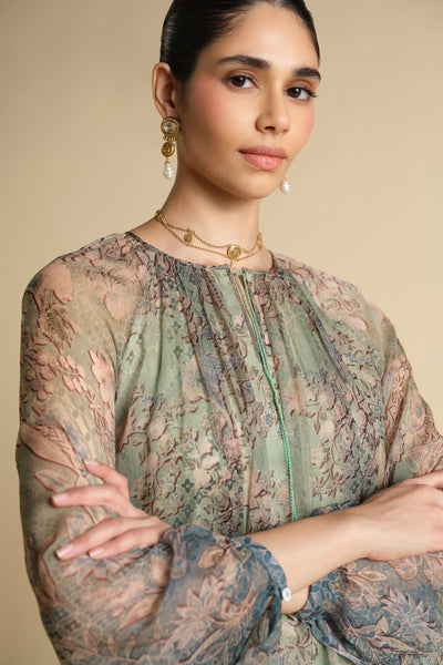 Anita Dongre Alarka Printed Kurta Set Powder Blue indian designer wear online shopping melange singapore