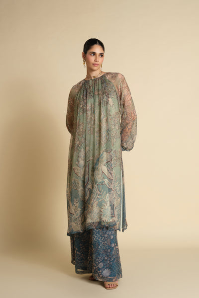 Anita Dongre Alarka Printed Kurta Set Powder Blue indian designer wear online shopping melange singapore