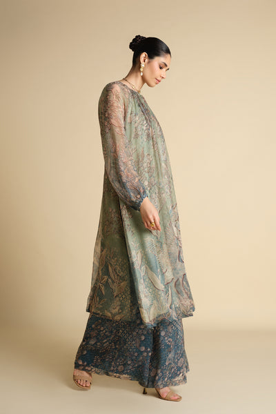 Anita Dongre Alarka Printed Kurta Set Powder Blue indian designer wear online shopping melange singapore