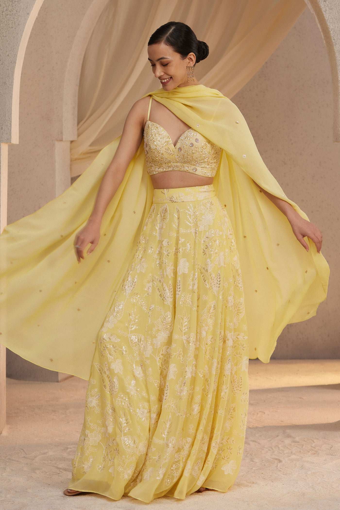 Anita Dongre Alayna Skirt Set Yellow indian designer wear online shopping melange singapore
