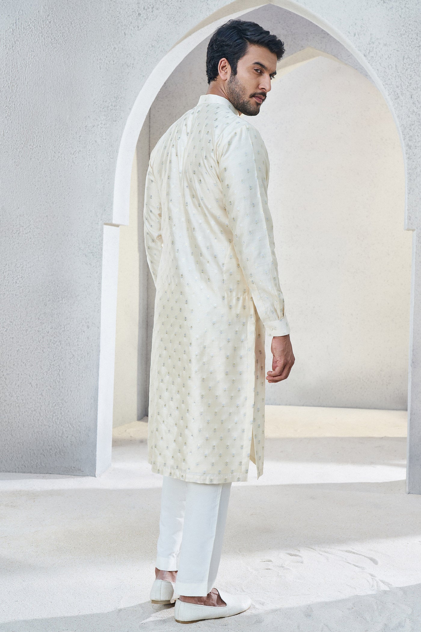 Anita Dongre Menswear Alman Kurta Off White Indian designer wear online shopping melange singapore