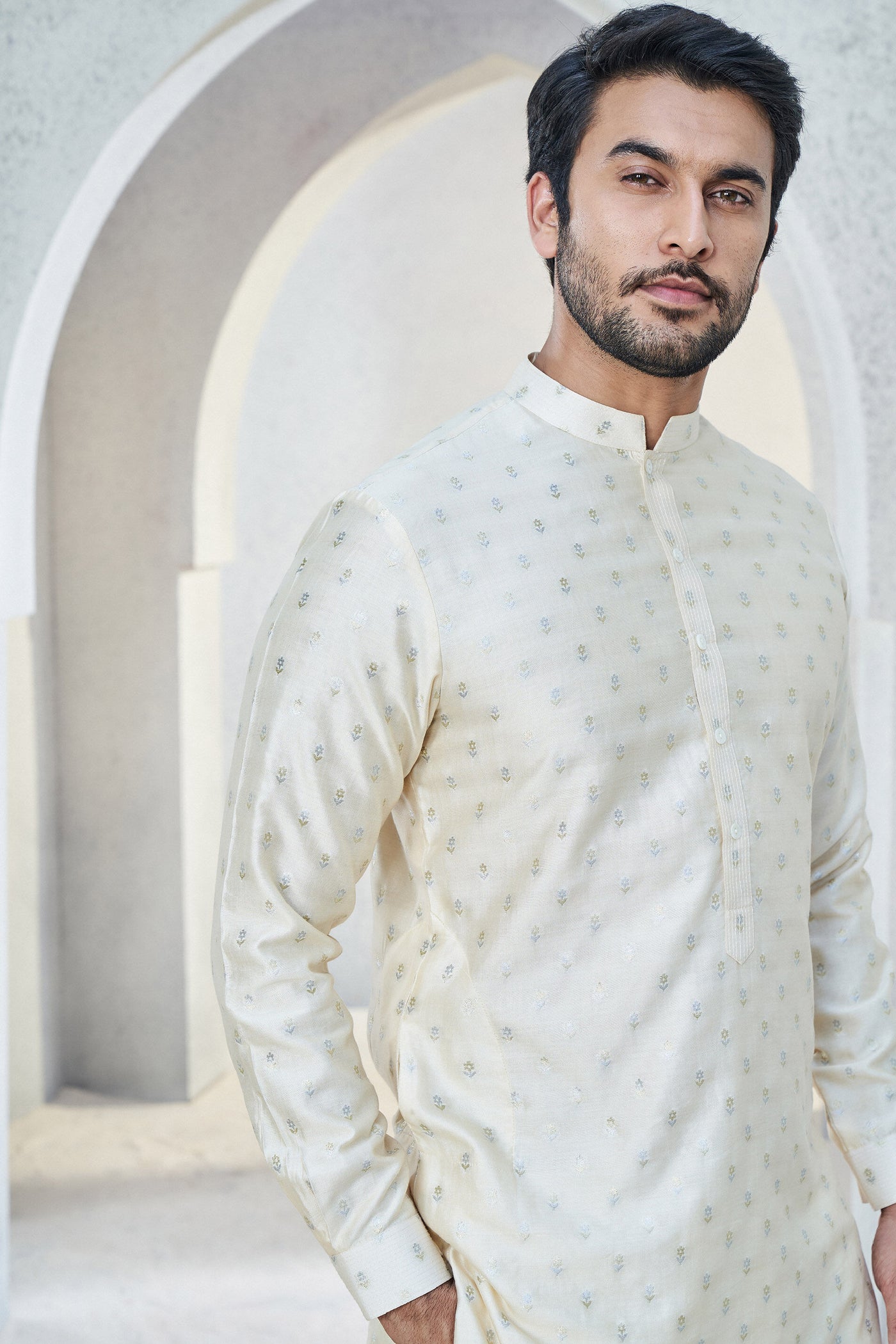 Anita Dongre Menswear Alman Kurta Off White Indian designer wear online shopping melange singapore