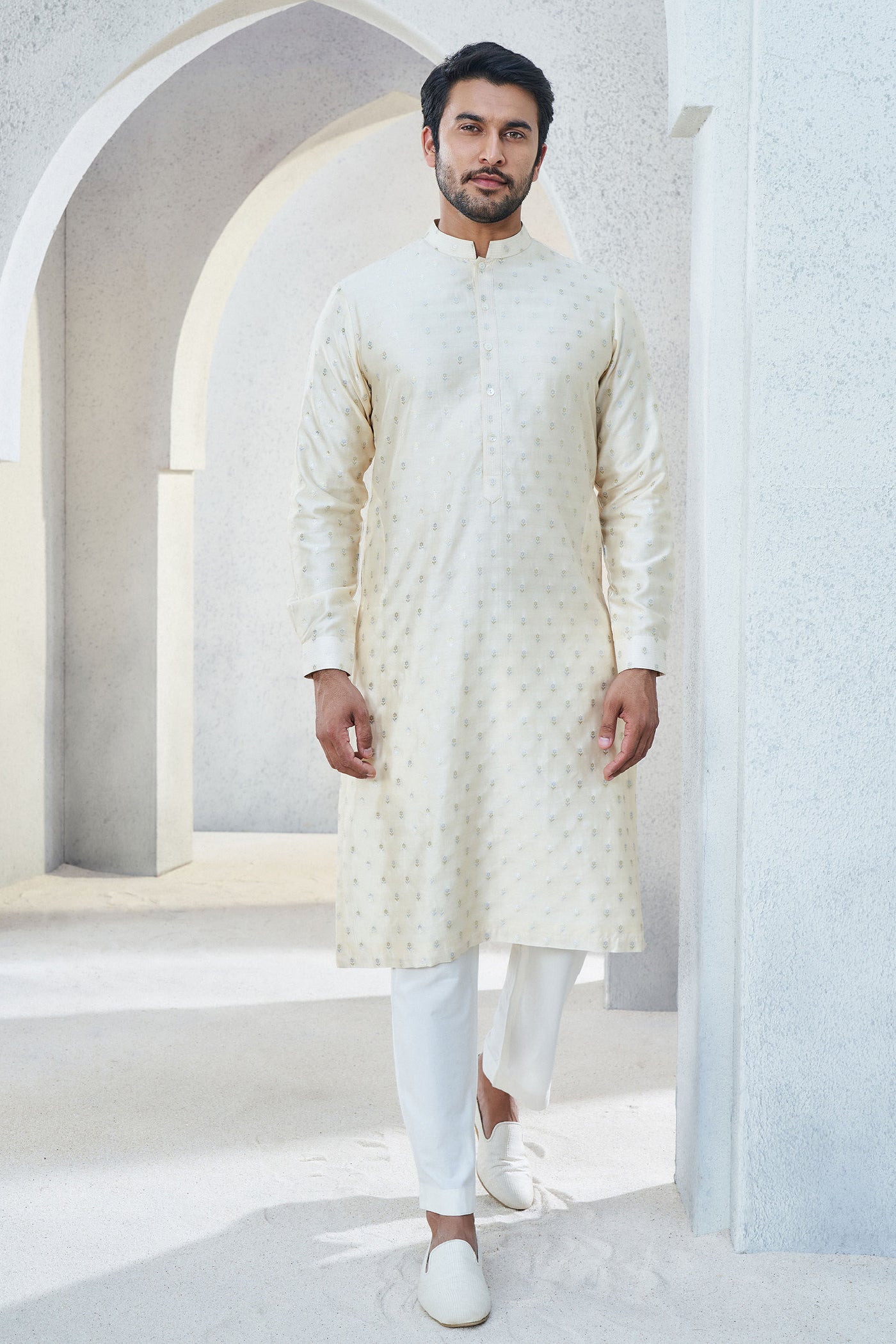 Anita Dongre Menswear Alman Kurta Off White Indian designer wear online shopping melange singapore