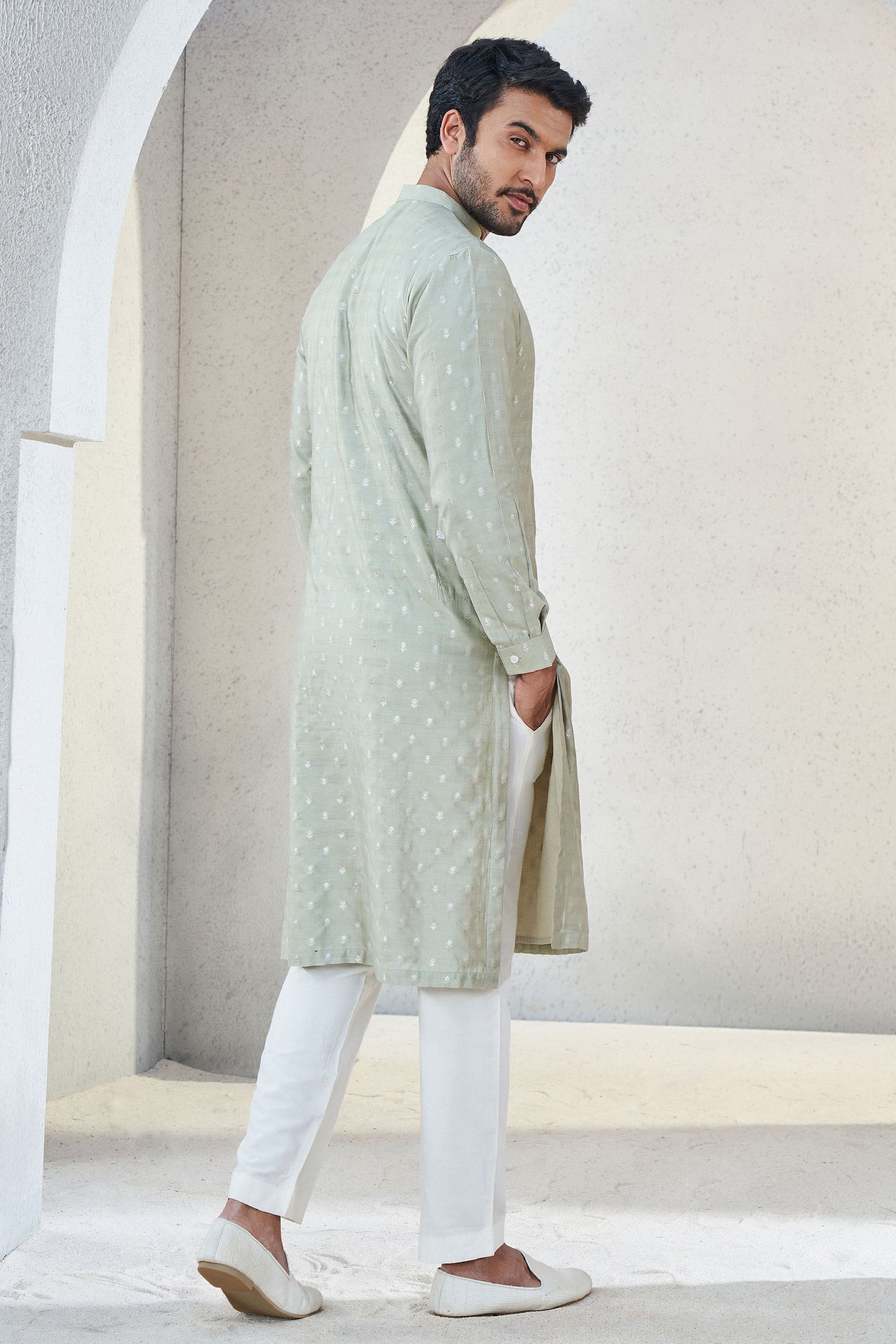 Anita Dongre Menswear Alman Kurta Sage Indian designer wear online shopping melange singapore