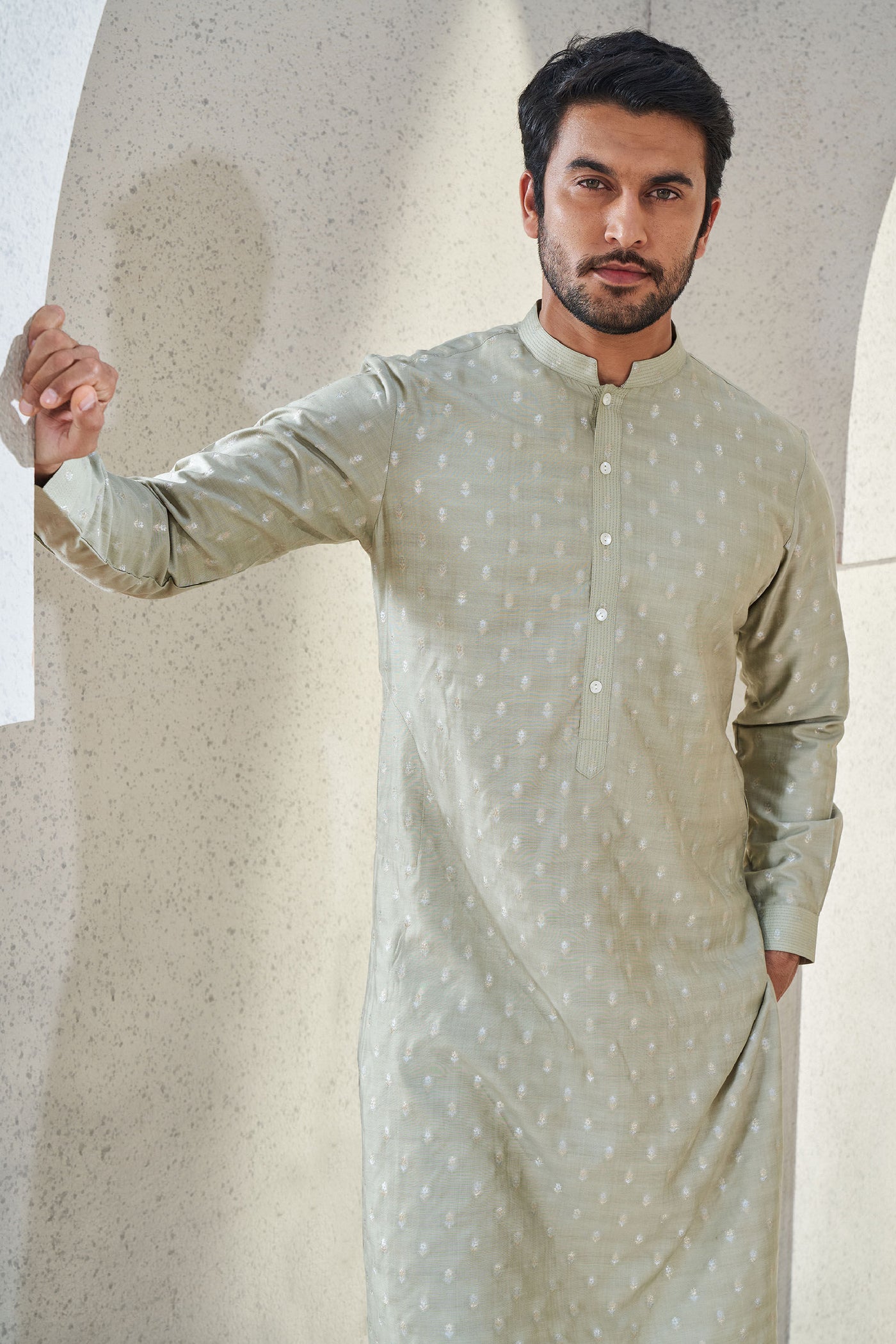 Anita Dongre Menswear Alman Kurta Sage Indian designer wear online shopping melange singapore