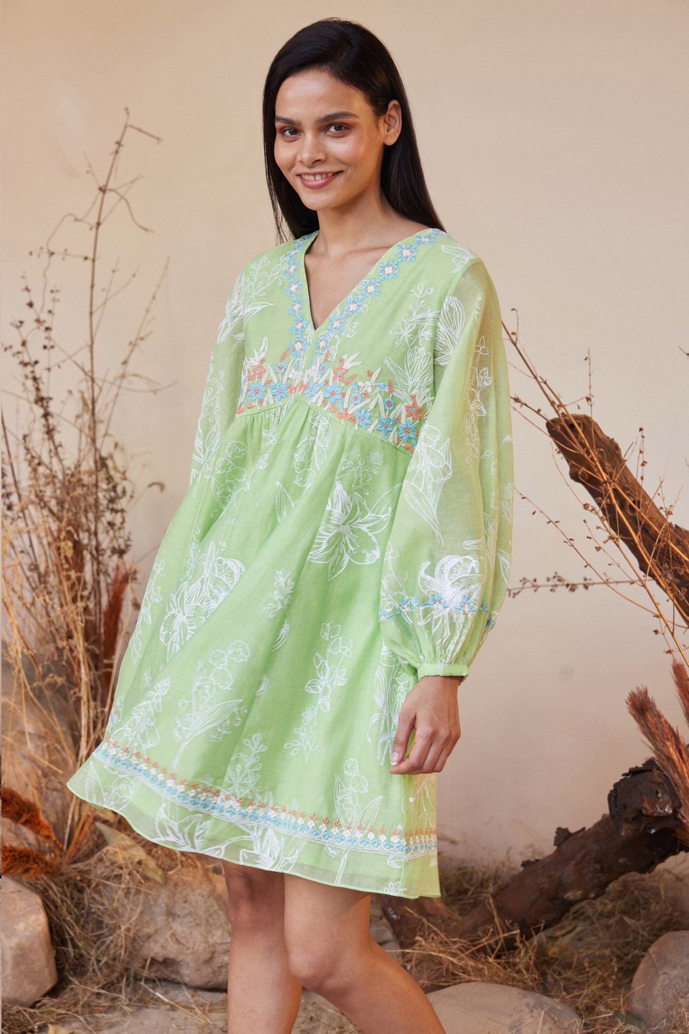 Anita Dongre Aloha Dress Lime indian designer wear online shopping melange singapore