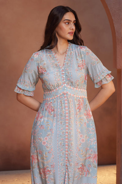 Anita Dongre Alvaro Dress Powder Blue indian designer wear online shopping melange singapore