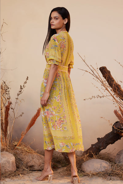 Anita Dongre Alvaro Dress Yellow indian designer wear online shopping melange singapore