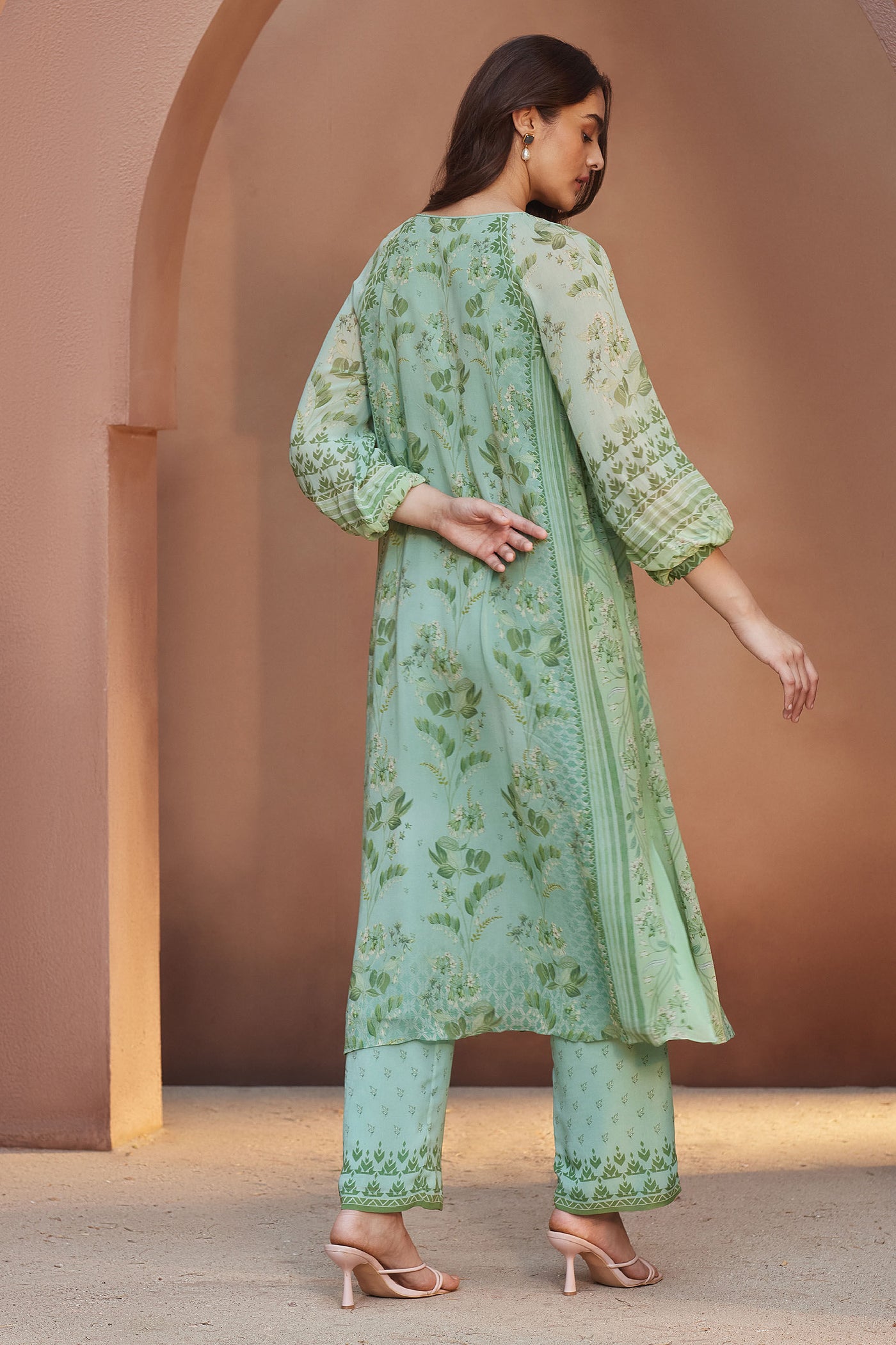 Anita Dongre Alya Kurta Set Sage Indian designer wear online shopping melange singapore