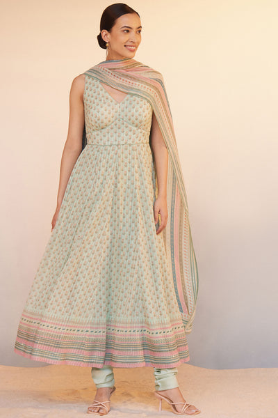 Anita Dongre Amala Suit Set Sage Green Indian designer wear online shopping melange singapore