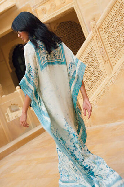 Anita Dongre Amali Kaftan Blue indian designer wear online shopping melange singapore
