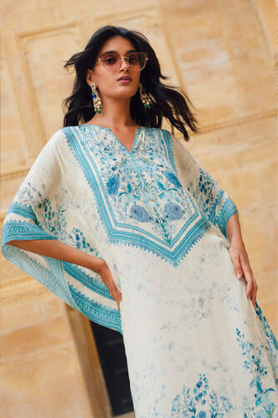 Anita Dongre Amali Kaftan Blue indian designer wear online shopping melange singapore