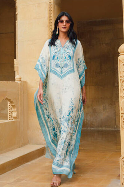 Anita Dongre Amali Kaftan Blue indian designer wear online shopping melange singapore