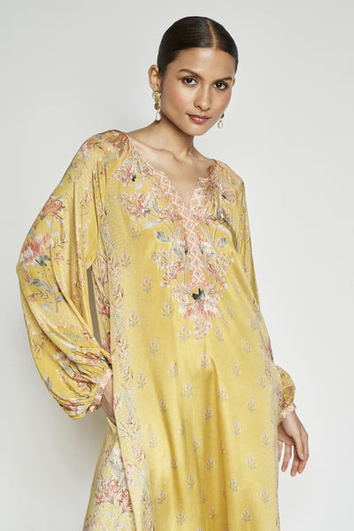 Anita Dongre Amaltas Kaftan Yellow indian designer wear online shopping melange singapore