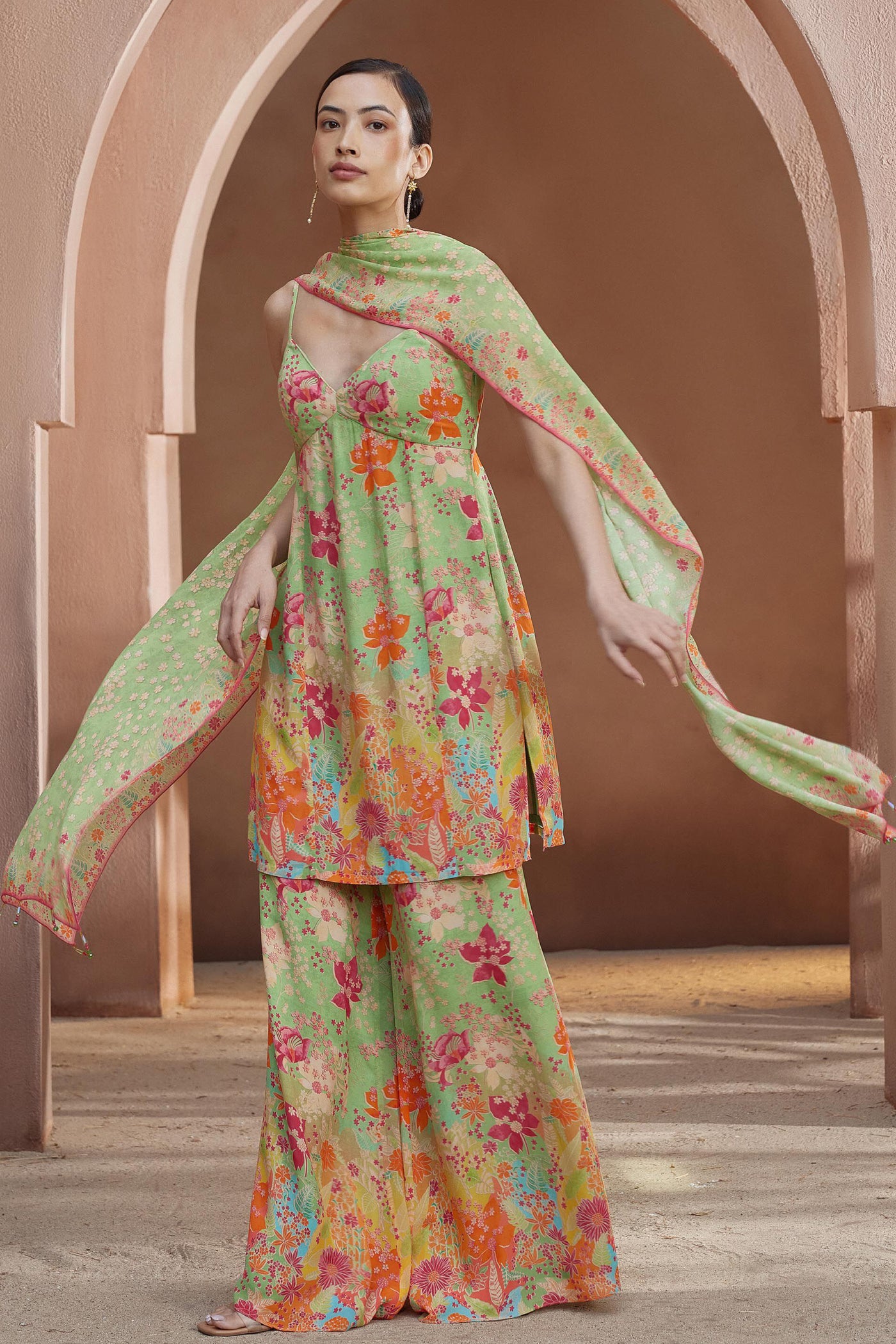 Anita Dongre Amarata Suit Set Lime Indian designer wear online shopping melange singapore