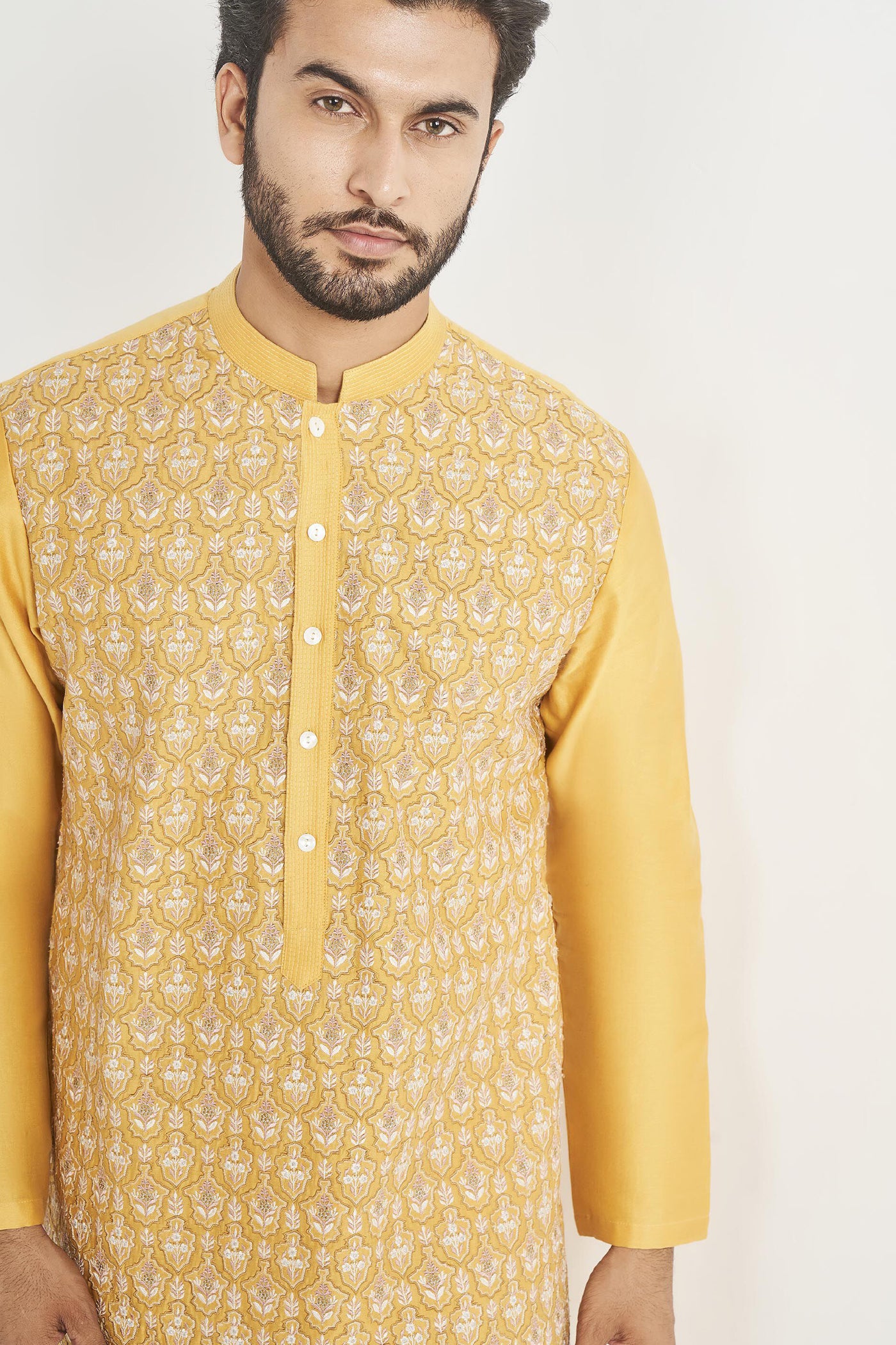 Anita Dongre Menswear Amil Kurta Mustard Indian designer wear online shopping melange singapore
