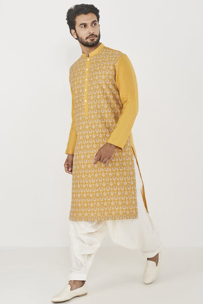 Anita Dongre Menswear Amil Kurta Mustard Indian designer wear online shopping melange singapore