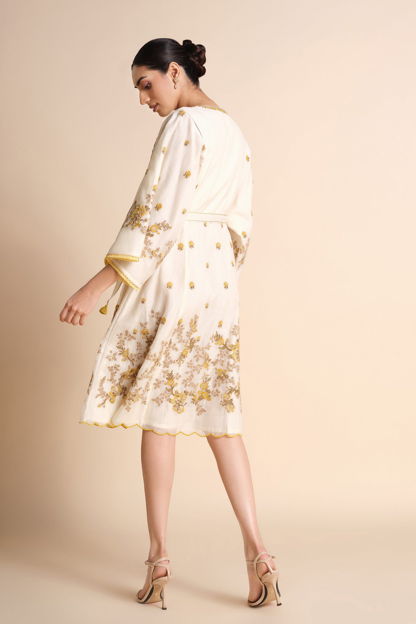 Anita Dongre Amra Embroidered Mul Dress Natural indian designer wear online shopping melange singapore
