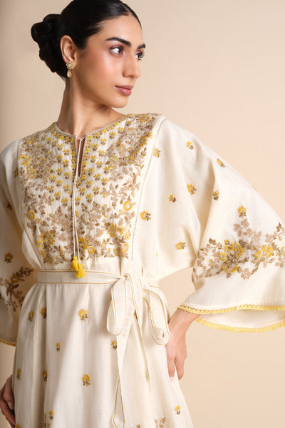 Anita Dongre Amra Embroidered Mul Dress Natural indian designer wear online shopping melange singapore