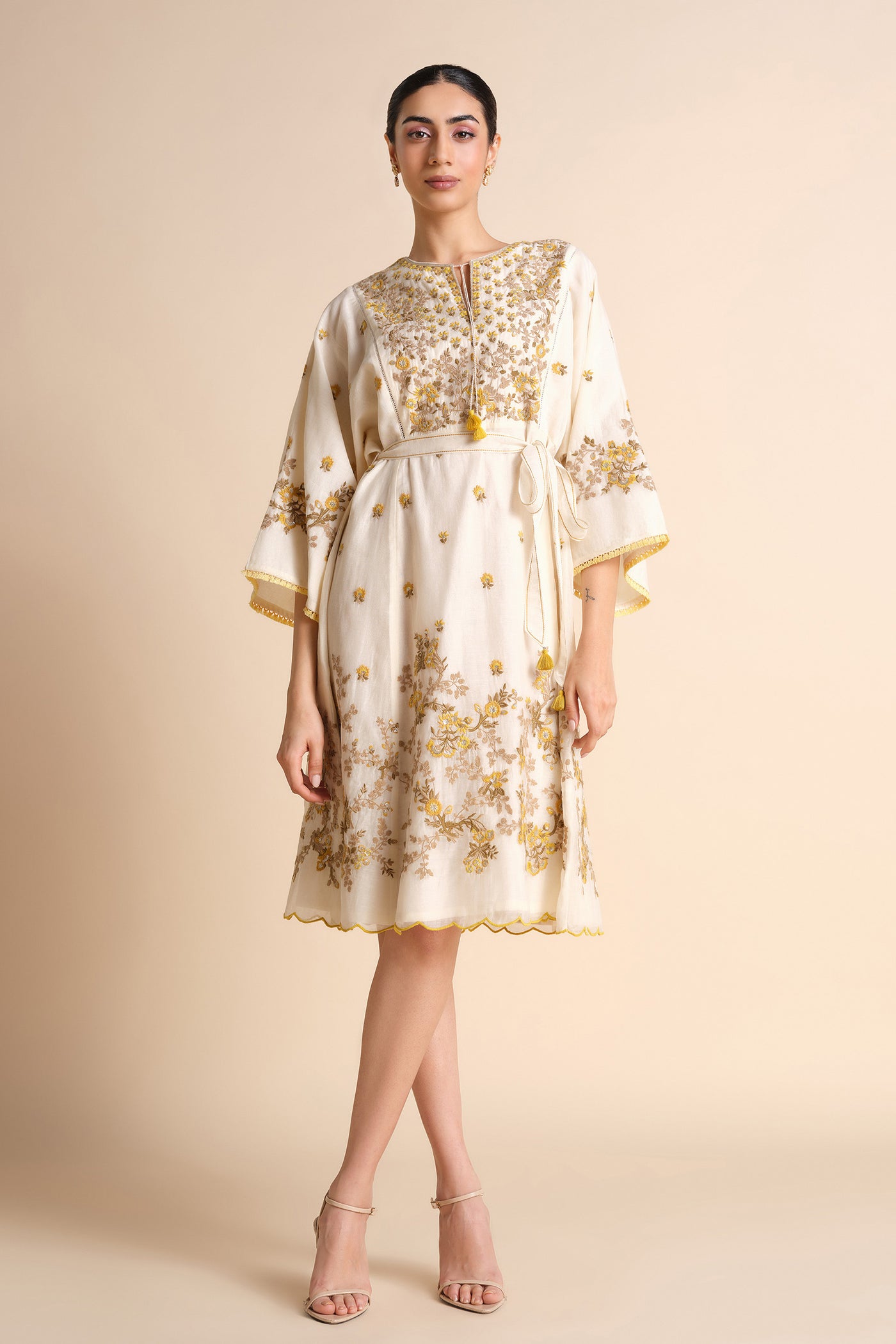 Anita Dongre Amra Embroidered Mul Dress Natural indian designer wear online shopping melange singapore