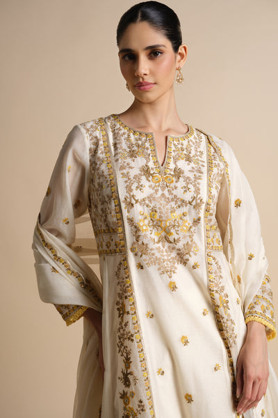 Anita Dongre Amra Embroidered Mul Suit Set Naturall indian designer wear online shopping melange singapore